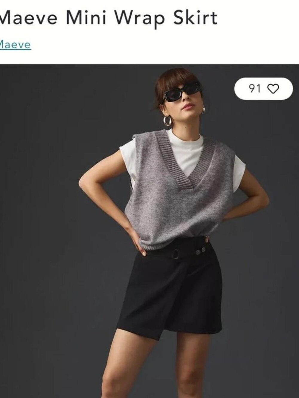 NWOT Maeve Anthropologie Mini Wrap Skirt Black XL